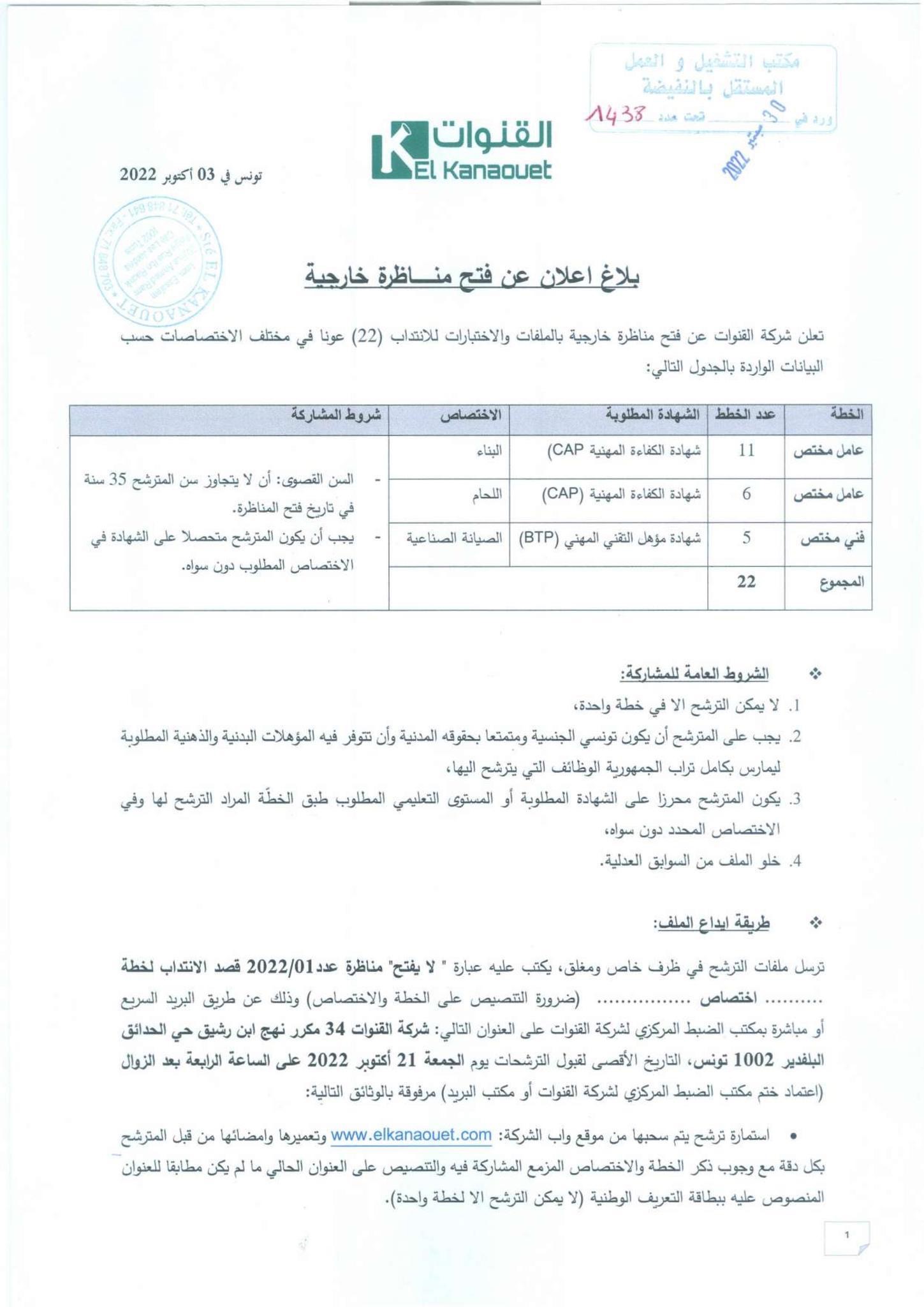 فتح مناظرة في هذه الاختصاصات