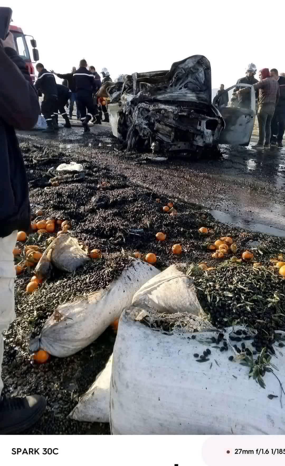 حادث أليم بين حاجب العيون وجلمة يُخلّف احتراق سيارتين ووفاة ركابهما