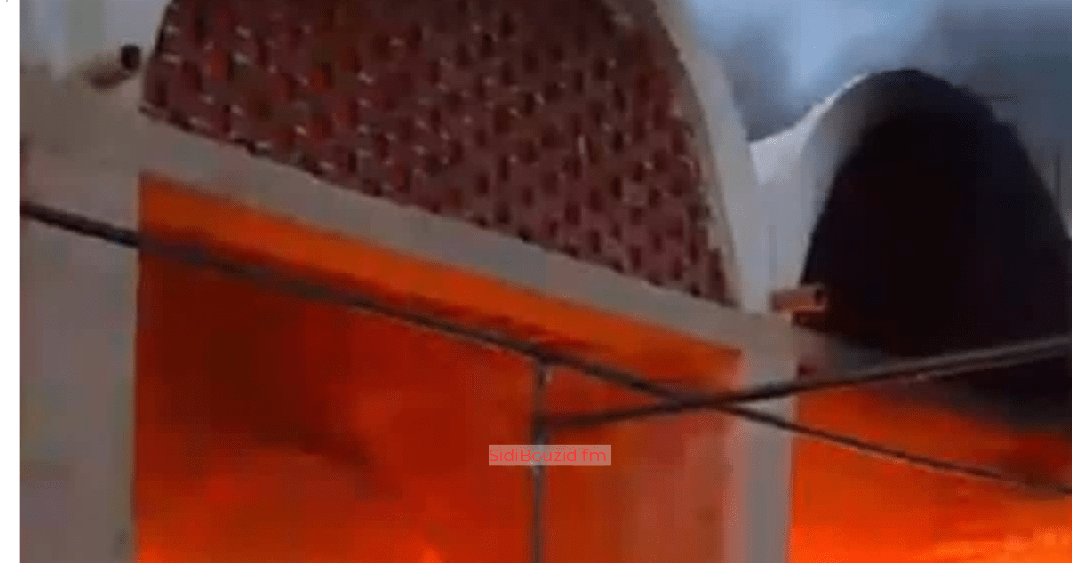 حريق الآن في الرحبة بمدينة سيدي بوزيد